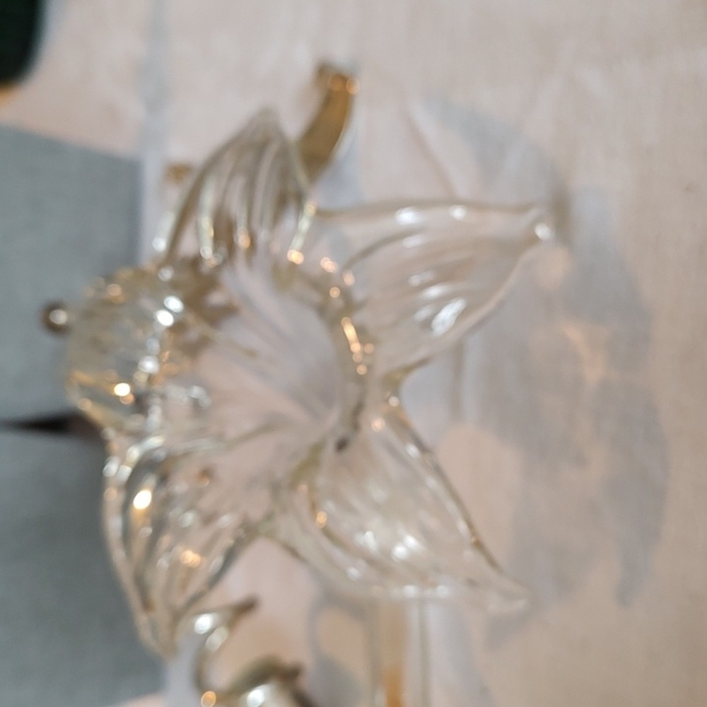 Vintage Oneida Clear Hand Blown Glass Lily Bud Vase w/ Stand - Picture 5 of 6